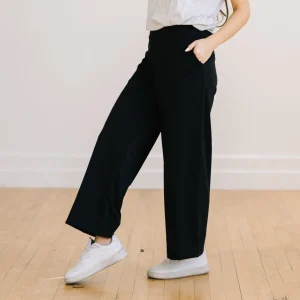 Trousers | Sweats + Pjs + Lounge>Maven Thread Work Hard Play Hard Wide Leg Trouser - Black