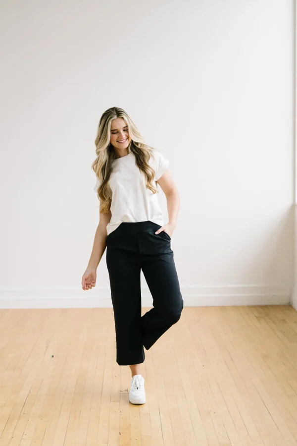 Trousers | Sweats + Pjs + Lounge>Maven Thread Work Hard Play Hard Wide Leg Trouser - Black